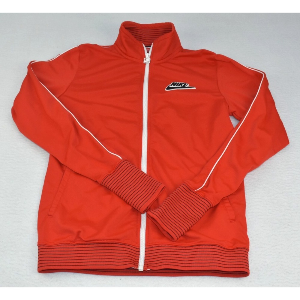 Nike Women's Track Jacket Size M Red Zip Up Long Sleeve Vintage
